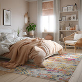 4' x 6' Orange and Ivory Southwestern Dhurrie Area Rug