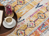 4' x 6' Orange and Ivory Southwestern Dhurrie Area Rug