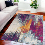 5' X 7' Magenta Abstract Dhurrie Area Rug