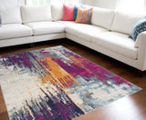 5' X 7' Magenta Abstract Dhurrie Area Rug