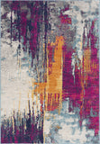 5' X 7' Magenta Abstract Dhurrie Area Rug