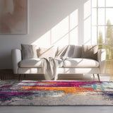 5' X 7' Magenta Abstract Dhurrie Area Rug