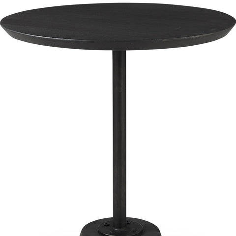 24" Black Solid and Manufactured Wood Round End Table