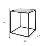 22" Black Marble Round End Table