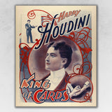 30" X 24" Houdini King Of Cards Vintage Magic Poster Wall Art