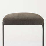 29" Brown Leather And Iron Backless Bar Chair