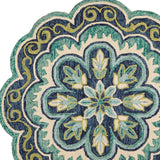 6' Green Round Wool Geometric Hand Tufted Area Rug