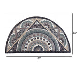 3’ Round Gray Geometric Medallion Area Rug