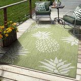 8' X 10' Green Floral Indoor Outdoor Area Rug