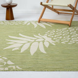 8' X 10' Green Floral Indoor Outdoor Area Rug