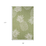 8' X 10' Green Floral Indoor Outdoor Area Rug