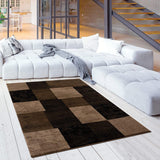 2' X 4' Brown Checkered Dhurrie Area Rug