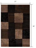 2' X 4' Brown Checkered Dhurrie Area Rug