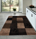 2' X 4' Brown Checkered Dhurrie Area Rug