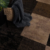 2' X 4' Brown Checkered Dhurrie Area Rug