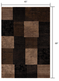2' X 4' Brown Checkered Dhurrie Area Rug