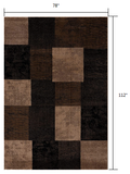 2' X 4' Brown Checkered Dhurrie Area Rug