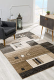 10' Beige Abstract Power Loom Runner Rug
