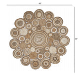 Multi-Toned Intricate Circle Natural Jute Area Rug