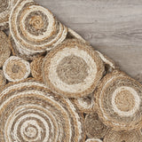 Multi-Toned Intricate Circle Natural Jute Area Rug