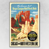 36" X 54" Vintage 1950S Bryce Canyon National Park Wall Art