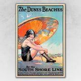 Dunes Beaches Vintage Travel Unframed Print Wall Art