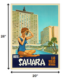 24" X 30" Hotel Sahara C1960S Las Vegas Vintage Travel Poster Wall Art