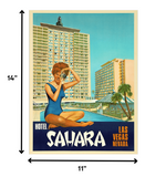 24" X 30" Hotel Sahara C1960S Las Vegas Vintage Travel Poster Wall Art