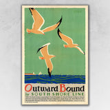 24" X 36" Birds Over Lake Michigan C1929 Vintage Travel Poster Wall Art