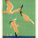 24" X 36" Birds Over Lake Michigan C1929 Vintage Travel Poster Wall Art