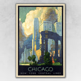 36" X 54" Vintage 1929 Chicago Michigan Ave Travel Poster Wall Art