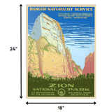 36" x 48" Zion National Park c1938 Vintage Travel Poster Wall Art