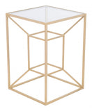 23" Gold And Clear Glass Square End Table