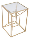 23" Gold And Clear Glass Square End Table