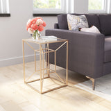 23" Gold And Clear Glass Square End Table