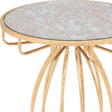 22" Gold And Brown Steel Round End Table