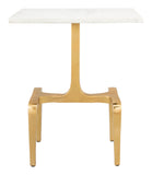 23" Gold Genuine Marble Look Rectangular End Table