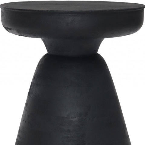 18" Black Solid Wood Round End Table