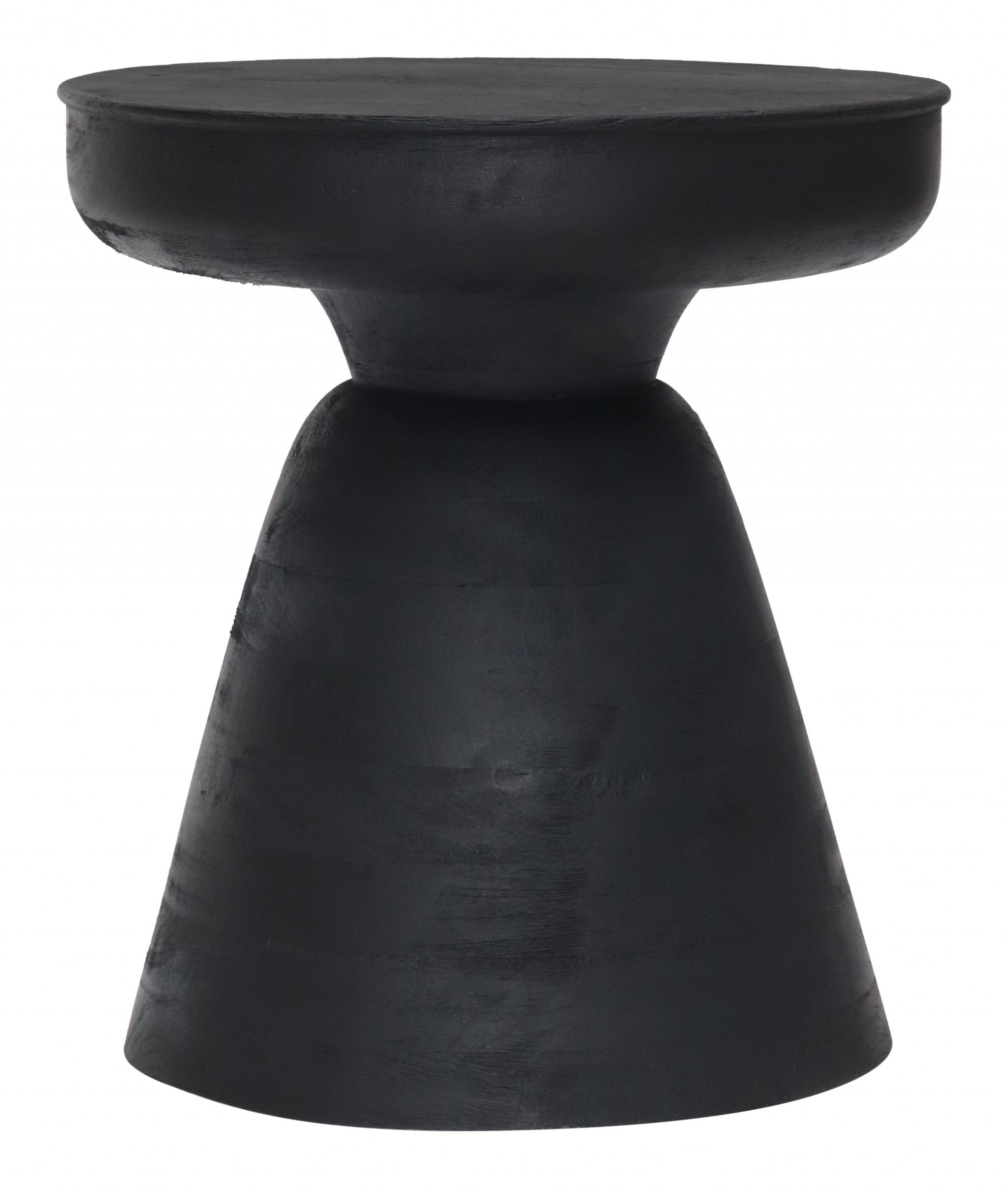 18" Black Solid Wood Round End Table