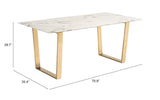 Designer's Choice White Faux Marble and Gold Dining Table