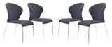 Set Of 4 Silver Wingback Dining Chairs