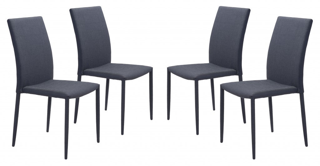 Set of Four Black Restaurant Quality Sleek Dining Chairs