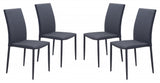 Set of Four Black Restaurant Quality Sleek Dining Chairs