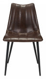 Set Of Two Black Brown Faux Leather Solid Back Dining Chairs