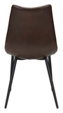 Set Of Two Black Brown Faux Leather Solid Back Dining Chairs