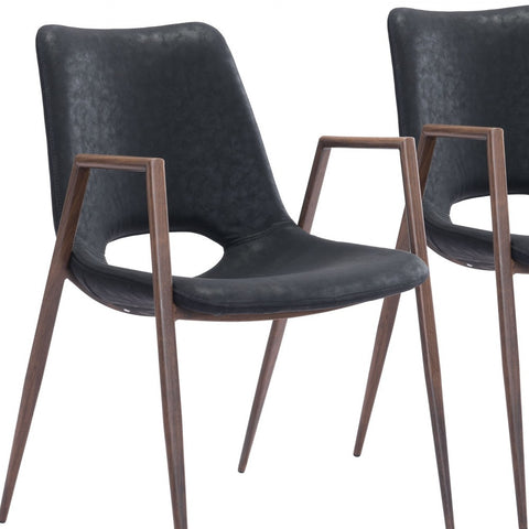 Set of Two Black Retro Modern Funk Dining Chairs