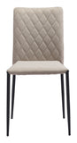 Set of Two Beige Diamond Weave Dining Chairs