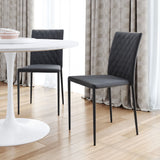 Set of Two Dark Gray Diamond Weave Dining Chairs