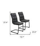 Set Of 2 Black Solid Back Dining Chairs