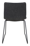 Set of Two Mod Black Vintage Look Faux Leather Dining Chairs